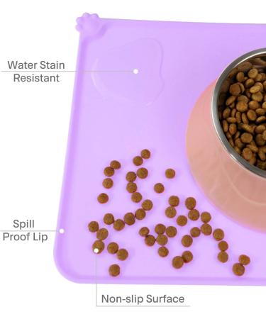 Toplory Waterproof Non-Slip Silicone Feeding Mat for Dogs & Cats - 47x30cm Purple Bowl Pad - Buy Online on GoSupps.com