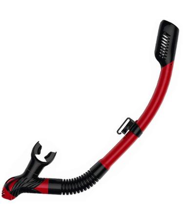 Kraken Aquatics Dry Snorkel | Quality Professional Snorkel Gear with Dry Top Valve, Comfortable Silicone Mouthpiece and Purge Valve for Scuba Diving, Snorkeling, Freediving, Spearfishing and Swimming Red