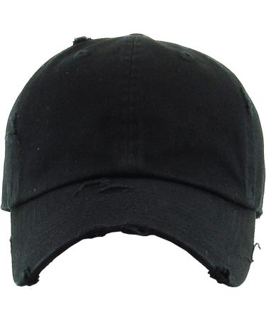 KBETHOS Vintage Washed Distressed Cotton Dad Hat Baseball Cap - Adjustable Unisex Style Headwear in Black - Buy Online on GoSupps.com