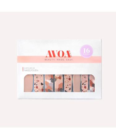 Avoa Beauty Nail Film - Italian Terrazzo Design Self-Adhesive Nail Wraps in Blue & Reddish Brown - Long-Lasting Nail Art for International Shipping - Buy Online on GoSupps.com