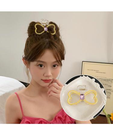 Buy Souarts Butterfly Flowers Hair Clip - Non-Slip Metal Hair Clips for Girls & Women - Stylish Hair Claws in Yellow White & Blue - Buy Online on GoSupps.com