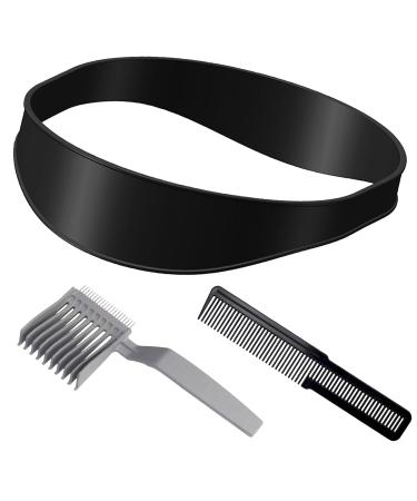 Hair Cutting Stencil Hair Trimmer Adjustable Haircut Band Silicone Haircut Band Professional Hair Cutting Tool Adjustable Hair Cutting Instructions Black