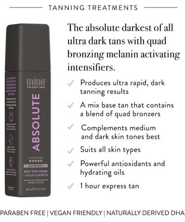 MineTan Absolute Mousse autobronzante | Collection de traitements bronzants Finition ultra fonc e intense pour la peau express instantan en 1 heure activation de la m lanine mousse bronzante - Buy Online on GoSupps.com