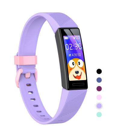 HOOMOON Fitness Tracker Watch for Kids IP68 Waterproof Activity Tracker Sleep Tracking 11 Sport Modes Calorie Step Counter with Alarm Clock and Reminder Great Gift for Boys Girls Teens Light Purple