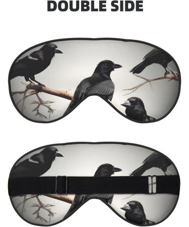 Black Crow Birds on a Branch Mask - Adjustable Soft Blindfold for Deep Sleep Relaxation & Travel - Buy Online on GoSupps.com