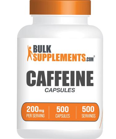 BulkSupplements.com Caffeine 200mg Capsules - Caffeine Supplements Caffeine Pills 200mg - for Energy Support 1 Caffeine Capsule per Serving 500 Capsules (Pack of 1) 500 Count (Pack of 1)