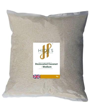 Hides Fine Foods - Desiccated Coconut - Medium 1kg - GMO Free - Suitable for Vegetarians - Baking - Granola - Breakfast - Snacking - Desserts - Cakes - Buy Online on GoSupps.com