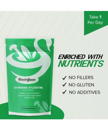 Black Swan Gymnema sylvestre 750 mg Veg Capsules Supplement - Supports Weight Loss and Healthy Insulin Levels - 120 Capsules - Buy Online on GoSupps.com