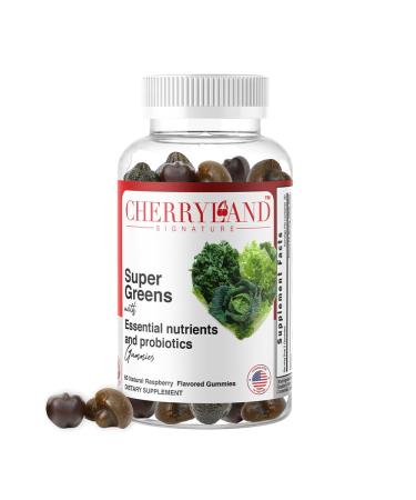 Super Greens Gummies | with Antioxidants Mushrooms Prebiotics & Probiotics | Detox Digestive Health Support | Vegan Gluten and Gelatin-Free | 60 Count