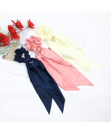 Cinaci 12 Pack Stretchy Hair Scrunchies with Long Ribbon Bow - Floral, Polka Dot, Solid Hair Ties for Women and Girls - Buy Online on GoSupps.com