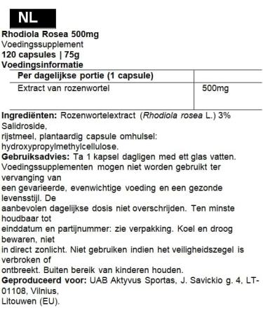 Rhodiola Rosea 500mg 120 capsules Extract with 3 salidroside 15mg No artificial fillers allergen free Produced in ISO certified companies Nootrovita - Buy Online on GoSupps.com