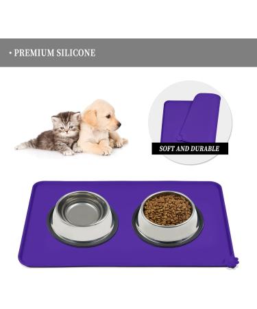 Reopet Silicone Feed Mats for Pets - Waterproof Dog & Cat Mats with Elevated Edges - 71x45 cm (1 Pack) - Purple - Buy Online on GoSupps.com