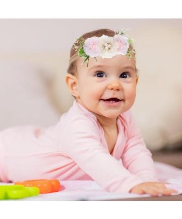 Buy 3-Piece Floral Baby Hair Band Set | Soft Elastic Rhinestone Headbands for Newborns & Toddlers - Sparkling Wine - Buy Online on GoSupps.com