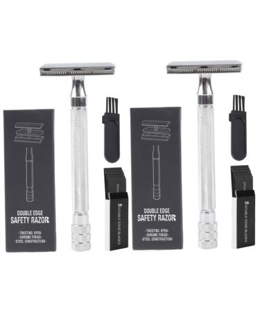 Minkissy 2 sets manual razor hair razor manual shaving cutter small wallet organizer barturers razor from metal trimmer for men scraped man double-sided