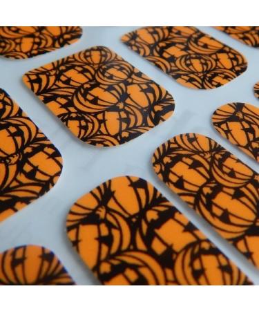 Chix Nails Occasional Minx Trendy Style Black Gothic Halloween Fingers Toes Vinyl Foils Nail Wraps Orange Pumpkins Soup Print