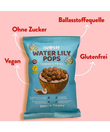 Just Nosh Water Lily Pop - Kokosnuss & Kakao (240g) | Allergen-Free Snacks for Kids & Adults | Natural & Additive-Free Treats - Buy Online on GoSupps.com