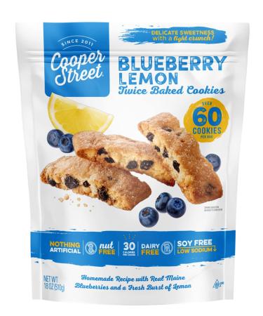 Cooper Street Cookies All Natural Twice Baked Crispy Cookie, Nut & Dairy Free, Biscotti Style 18-20oz (Lemon Blueberry) (Lemon Blueberry, 18 Ounce (Pack of 1)) Lemon Blueberry 18 Ounce (Pack of 1)