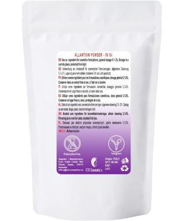 Euro Trade Center Allantoin powder 50gr cosmetic ingredient known for keratolytic moisturizing soothing and antiirritant properties 50 g 1er Pack - Buy Online on GoSupps.com