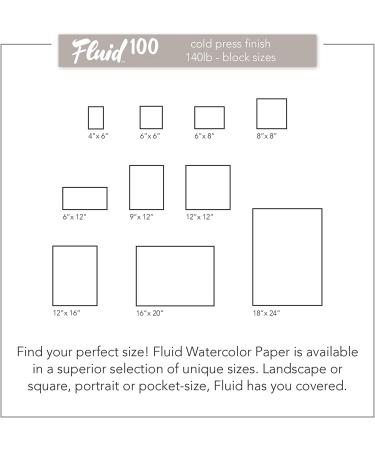 Fluid 100 Artist Watercolor Block 140 lb - 6x8 Inches, 100% Cotton Cold Press Pad for Painting - 15 Sheets, Easy Block Binding - Buy Online on GoSupps.com
