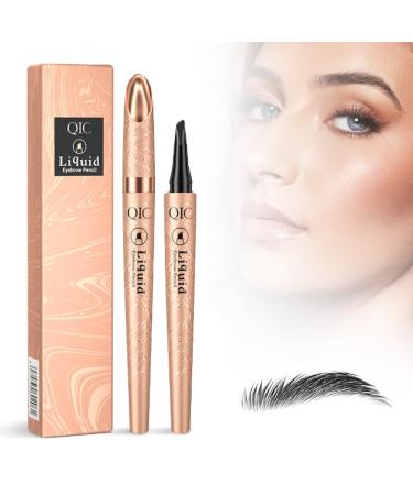 2024 New Magic Eyebrow Pencil with 4 Fork Tip 3D Microblading Eyebrow Pencil Natural Makeup Fine Stroke Magic Eyebrow Pencil Long-Lasting Natural Waterproof Eyebrow Pencil Stay on All Day Black