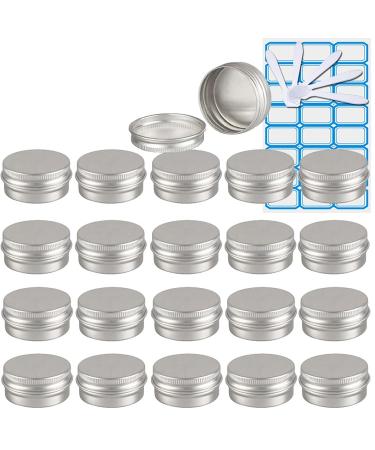 Zeoabsy 100 pieces empty 10 ml round silver aluminum tins with screw-top cole screw box CREMEDOSE ALU trucks doses aluminum box tin cans for cosmetics candle ointments 10x spatula 4x etiquette silver 10ml