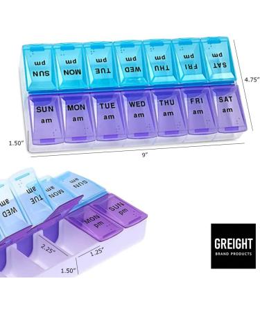 XL Pill Organizer - 7 Day AM PM Weekly Pill Box - Extra Large 9x4.75 for Medicines Vitamins & Supplements - Buy Online on GoSupps.com