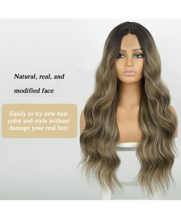 Lativ 26 Long Wavy Ombre Brown Mix Ash Blonde Synthetic Wig for Women - Heat Resistant Hair for Daily & Party Use - Buy Online on GoSupps.com
