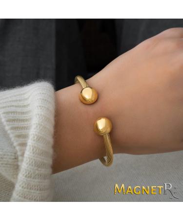 MagnetRX Magnetic Bracelet Bangle | Twisted Stainless Steel | Elegant Golf Bracelet for Men & Women | Gold Small | Shop Internationally - Buy Online on GoSupps.com