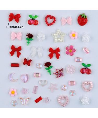 Shop 100pcs 3D Pink Red Strawberry Flower Nail Charms - Camellia Rose Butterfly & Resin Accessories for Stunning Nail Art Designs - Buy Online on GoSupps.com