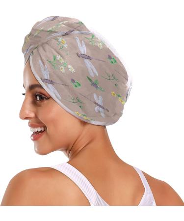 Watercolor Dragonfly Dry Hair Cap & Towel Set | Quick Drying Super Absorbent Soft & Comfortable - 2 Piece Collection - Buy Online on GoSupps.com