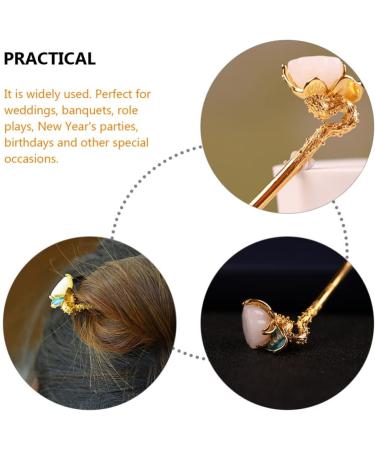 LALAFINA Hairpin Chinese Hair Sticks with Vintage Flower Hair Pin Womens Bridal Chinese Hair Accessories Vintage Hair Stick Hair Bun Pin Tiara Women's Jade Hair Clip Cloisonne - Buy Online on GoSupps.com