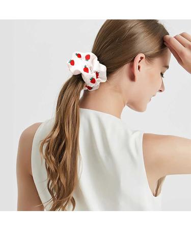 12 Pcs Cute Strawberry Hair Scrunchies - Elastic Hair Bands for Women and Girls - Buy Online on GoSupps.com