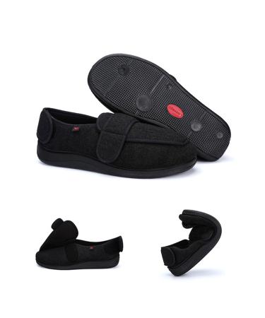 Diabetic Shoes Walking Shoes for Fat Swollen and Wide Feet Widened Adjustable Unisex Black (Men 11.5) Black MEN 11.5