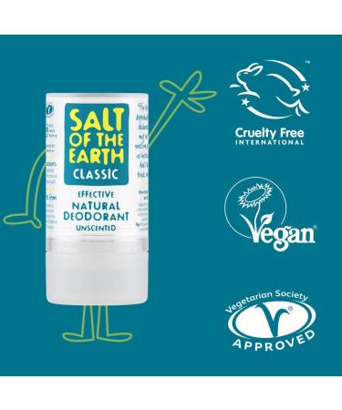 Salt of the Earth - Natural Deodorant Crystal Classic - Effective Crystal Deodorant Fragrance Free Vegan cruelty Free - Suitable for Women Men and Kids - 90g Crystal Classic 90 g (Pack of 1) - Buy Online on GoSupps.com