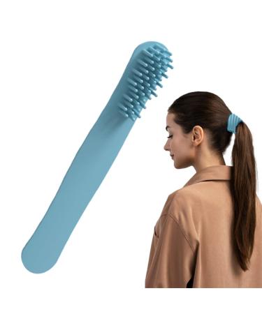 Ruwshuuk scalp massage bums-brush with a long handle scalp massage device-hair band soft silicone ridge for all hair types of girls teenagers men women blue