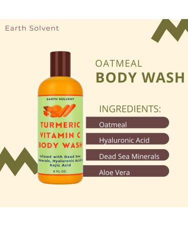 Earth Solvent Oatmeal Body Wash Gentle Daily Cleanser for Itchy Dry Sensitive Skin Sulphate & Paraben Free Soothes Skin Vegan Natural & Organic (Turmeric Vitamin C) - Buy Online on GoSupps.com