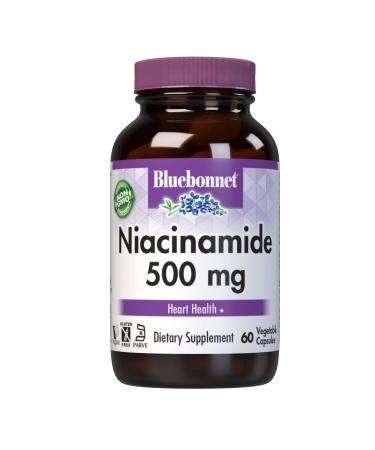Bluebonnet Nutrition Niacinamide 500mg Supports Cardiovascular Health* Soy-Free Gluten-Free Non-GMO Kosher Certified Dairy-Free Vegan 60 Vegetable Capsule 60 Servings 1 60 Count (Pack of 1)