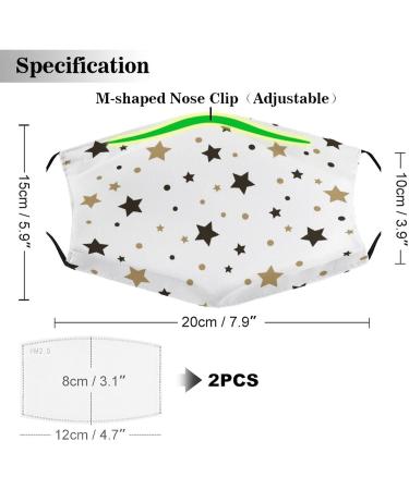HDFGD Reusable Face Masks - Stars Golden Black Dustproof for Adults | 2 PCS - Stylish Protection for Men & Women - Buy Online on GoSupps.com