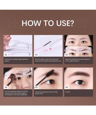 Shop Eyebrow Stamp Stencil Kit | 12 Reusable Stencils & Waterproof Powder - Long-Lasting Natural Brown Shade - Buy Online on GoSupps.com