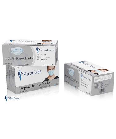 ViraCare 3 Ply Medical Surgical Face Mask Type IIR - 50 Pack | Fluid Resistant, Ear Loop | UK Stock - Buy Online on GoSupps.com