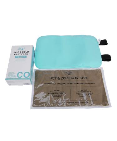 Clay Ice Pack for Injuries with Strap :16 X 9.5 Inches, Refreezable and Microwaveable - Cold and Warm Compress for Pain Relief, Reusable Wrap Therapy for Back Neck Shoulder Knee Ankles Universal-Clay