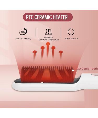 Negative Ionic Hair Straightener Brush - 9 Temp Settings Fast Heating & Auto Shut Off - Anti-Scald Design (White) | Shop Internationally - Buy Online on GoSupps.com