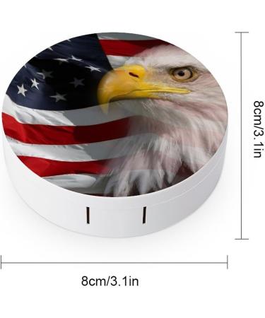 American Bald Eagle USA Flag Contact Lens Case - Portable Travel Lens Box with Mirror - Perfect Gift for Eye Care - Buy Online on GoSupps.com