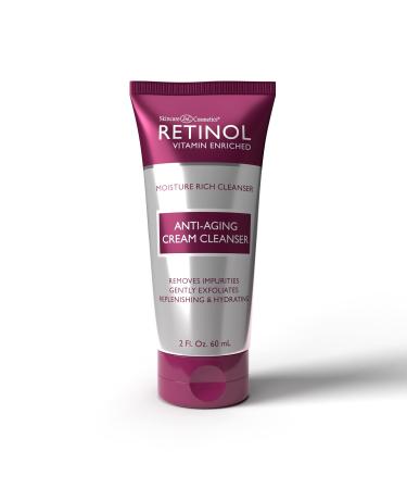 Retinol Cream Cleanser Anti-Aging   2oz   Daily Deep Cleansing Facial Wash Improves Skin Texture  Moisturizes  And Exfoliates for Softer Face   Renewing Vitamin A Minimizes Wrinkles and Fine Lines