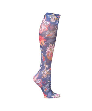 Celeste Stein Womens Moderate Compression Knee High Stockings -Tapestry on Navy