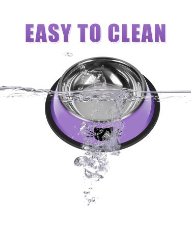Serentive Non-Slip Stainless Steel Cat Bowls - Set of 2 | Unbreakable, 7 Oz Small Pet Feeder with Removable Rubber Base | Easy to Clean | Purple - Buy Online on GoSupps.com