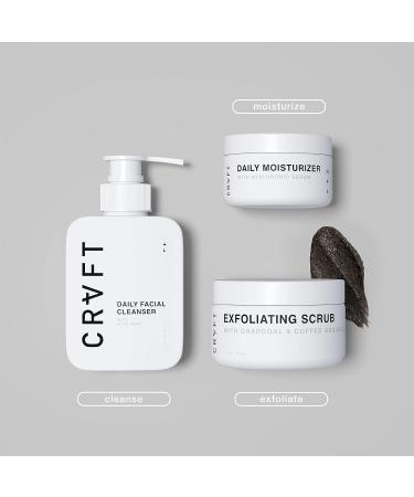 CRVFT Men's Facial Care Kit | Aloe Vera Face Wash, Hyaluronic Moisturizer, Charcoal Exfoliating Scrub | Complete Daily Skin Care System for Men | Scented 3 Piece Kit - Buy Online on GoSupps.com
