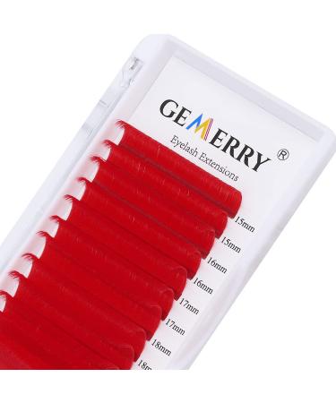 Color Lash Extensions Easy Fan Red 0.07mm C Curl 15-20mm Volume Lashes Colorful Self Fanning 2D-20D Rapid Automatic Blooming Flower Professional (Red-C, 15-20mm) 15-20mm-C Red