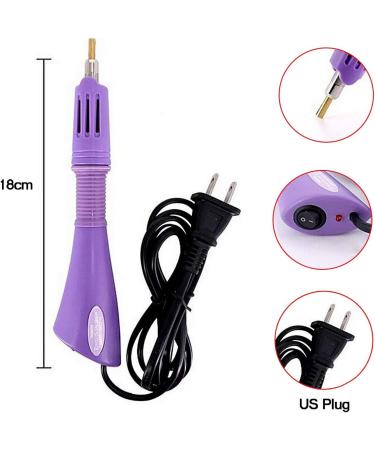 Hotfix Applicator DIY Rhinestone Wand Setter Tool Kit with 7 Tips, Tweezers, Cleaning Brush, 2 Pencils, and 10 Colors of Hot-Fix Crystal Rhinestones - Purple - Buy Online on GoSupps.com