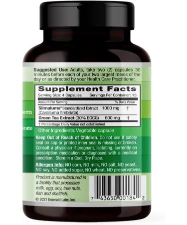 Emerald Labs Slimaluma - Natural Weight Management with Green Tea Extract - 60 Capsules - Buy Online on GoSupps.com